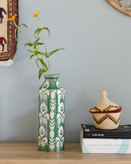 Lola Green フラワーベース 25cm グリーン セラミック