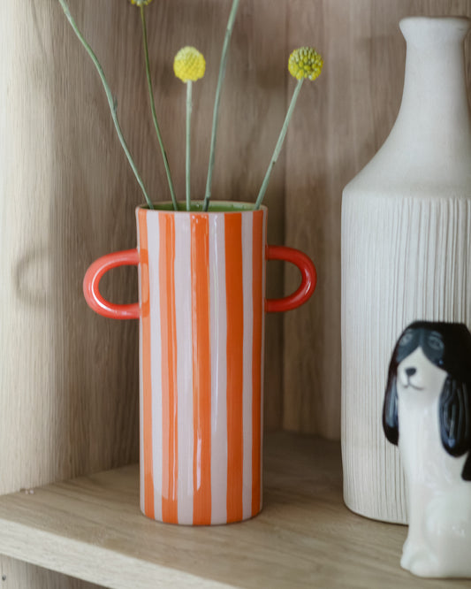 GRIFFE フラワーベース ストライプ 16.5cm オレンジ