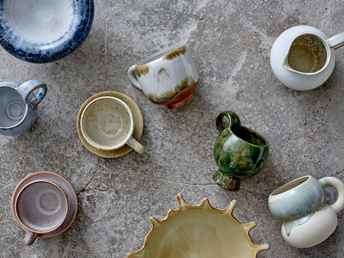 Bloomingville Luna マグカップ 400ml ブルー ストーンウェア