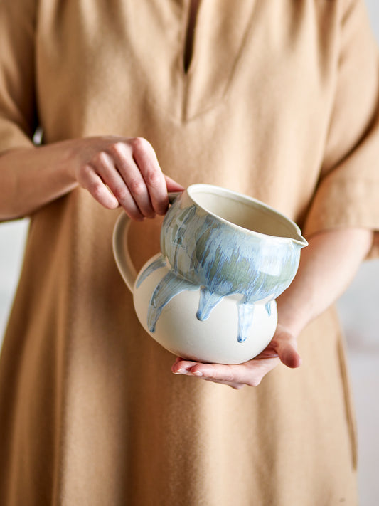 Bloomingville Luna ジャグ 1500ml ブルー ストーンウェア