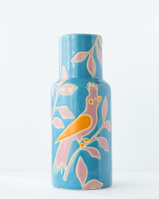 Blue Bird フラワーベース 30cm ブルー セラミック