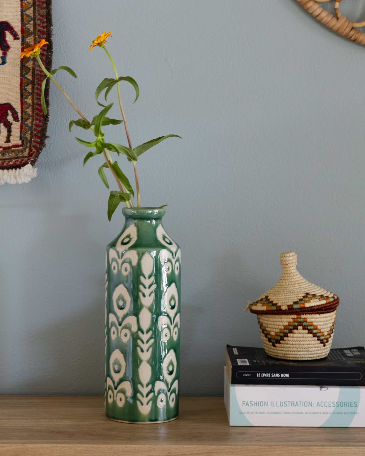 Lola Green フラワーベース 25cm グリーン セラミック