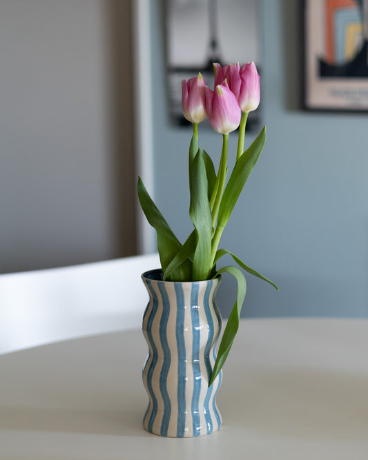 Palma フラワーベース ネイビー ストライプ